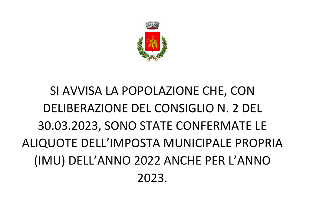 Conferma aliquote IMU 2023 come anno 2022